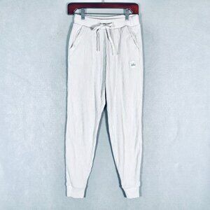 Alo Yaga Pants Womens XS White Stretch High Waist Ribbed Joggers